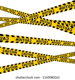 Police Line Set in perspective on a white background Vector illustration 3D