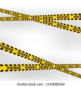 Police Line Set in perspective on a white background Vector illustration 3D
