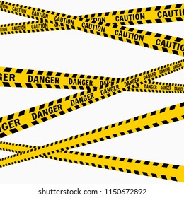 Police Line Set in perspective on a white background Vector illustration 3D