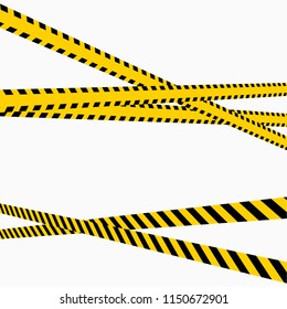 Police Line Set in perspective on a white background Vector illustration 3D