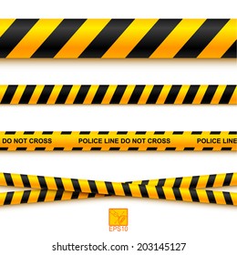 Police line tape and danger on a light background. Vector illustration. EPS 10