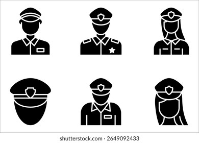 Police linear icon set. Police officer. vector illustration on white background