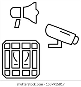 Police linear icons set. Isolated vector outline illustrations.