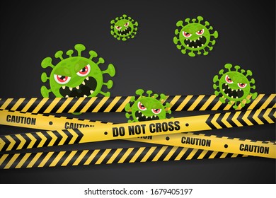 Police lines prevent the spread of the corona virus The idea of ​​closing the country preventing viruses