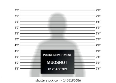 Police lineup or mugshot background with silhouette of  anonymous person. Isolation. Vector illustration