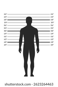 Linha de polícia - fundo mugshot com silhueta de homem anônimo ilustração de estoque