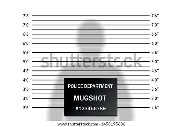 Police lineup or mugshot\
background with silhouette of  anonymous person. Isolation. Vector\
illustration