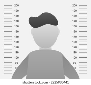 Police lineup or mugshot, silhouette of anonymous. Vector stock illustration.