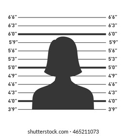 Police Lineup with Woman Silhouette. Vector