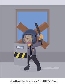 police lion is on guard vector illustration