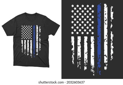 
Police Lives Thin Blue Line Flag T-Shirt Vector Design