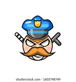 Police Logo Flat Face Cop Offcer Vector