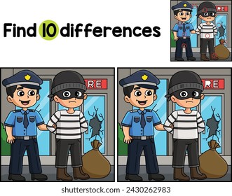 Police Man Arresting a Thief Find The Differences