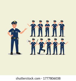 police man character design set - vector illustration