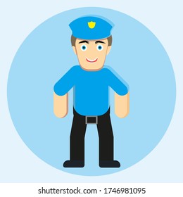 Vector de personajes burdos de un hombre de policía 