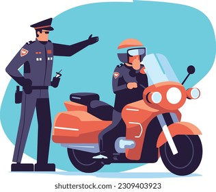 police man is doing duty on highway