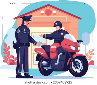 police man is doing duty on highway