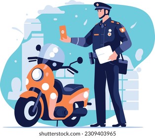 police man is doing duty on highway