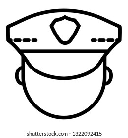Police man face icon. Outline police man face vector icon for web design isolated on white background