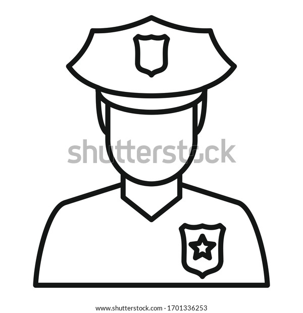 Police man icon. Outline police man\
vector icon for web design isolated on white\
background