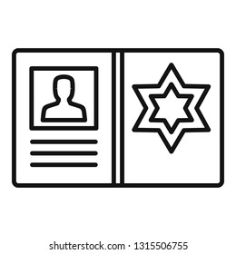 Police man id card icon. Outline police man id card vector icon for web design isolated on white background