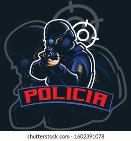 Police Man Mascot Gaming E Sports Logo