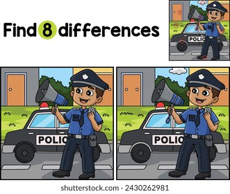 Police Man with a Megaphone Find The Differences