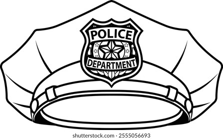 A police man, policeman cop hat or cap cartoon icon 