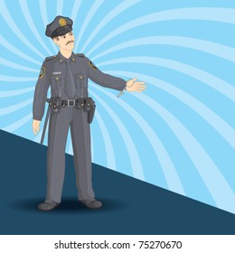 A Police Man With Pull Over Gesture.