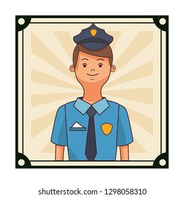 police man square cartoon