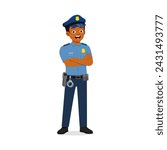 police man standing with arm folded