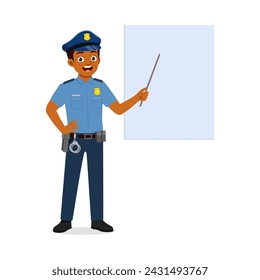 police man standing and doing presentation