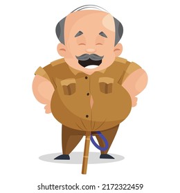 Police man is standing. Vector graphic illustration. Individually on a white background.