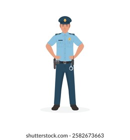 Police man standing vector illustration