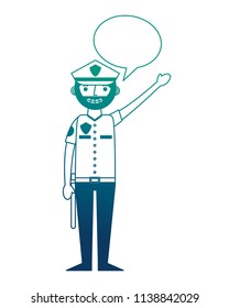 police man in uniform character speech bubble