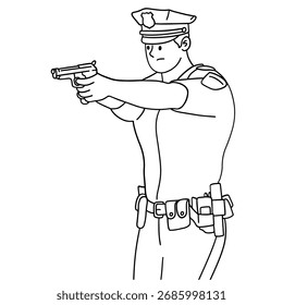 Police man vector art illustration