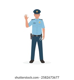 police man weaving hand vector illustration