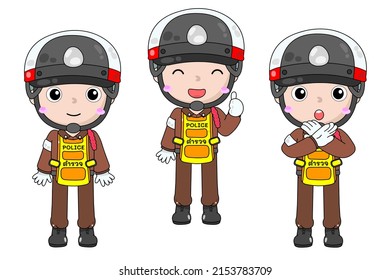 police man,thai police traffic character in vector