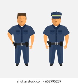 Police. Men in the form of the police. Vector illustration. Isolated on a white background.