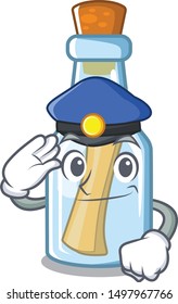 Police message in bottle isolated with cartoon