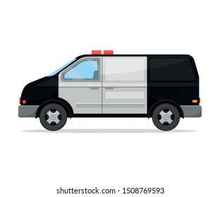 Police modern van. Vector illustration on a white background.