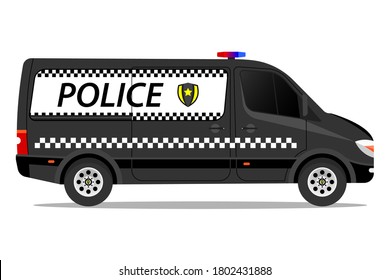 Police modern van. Vector illustration on a white background