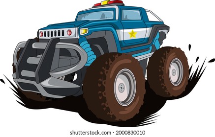 the police monster car illustration vector