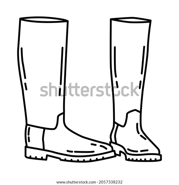 Police Motorcycle Boots Part of\
Police Equipment and Accessories Hand Drawn Icon Set\
Vector.