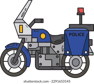 Police Motorcycle Cartoon Colored Clipart 