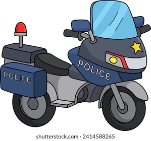 Police Motorcycle Cartoon Colored Clipart