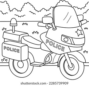 Police Motorcycle Coloring Page for Kids