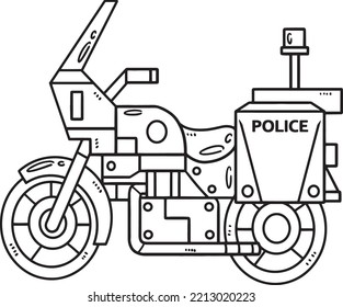 Police Motorcycle Isolated Coloring Page for Kids