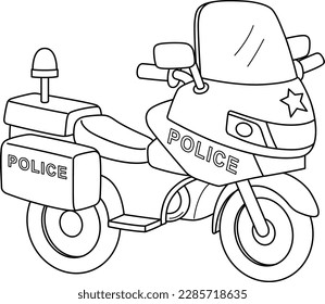 Police Motorcycle Isolated Coloring Page for Kids