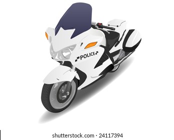 Police Motorcycle Motor Bike over White